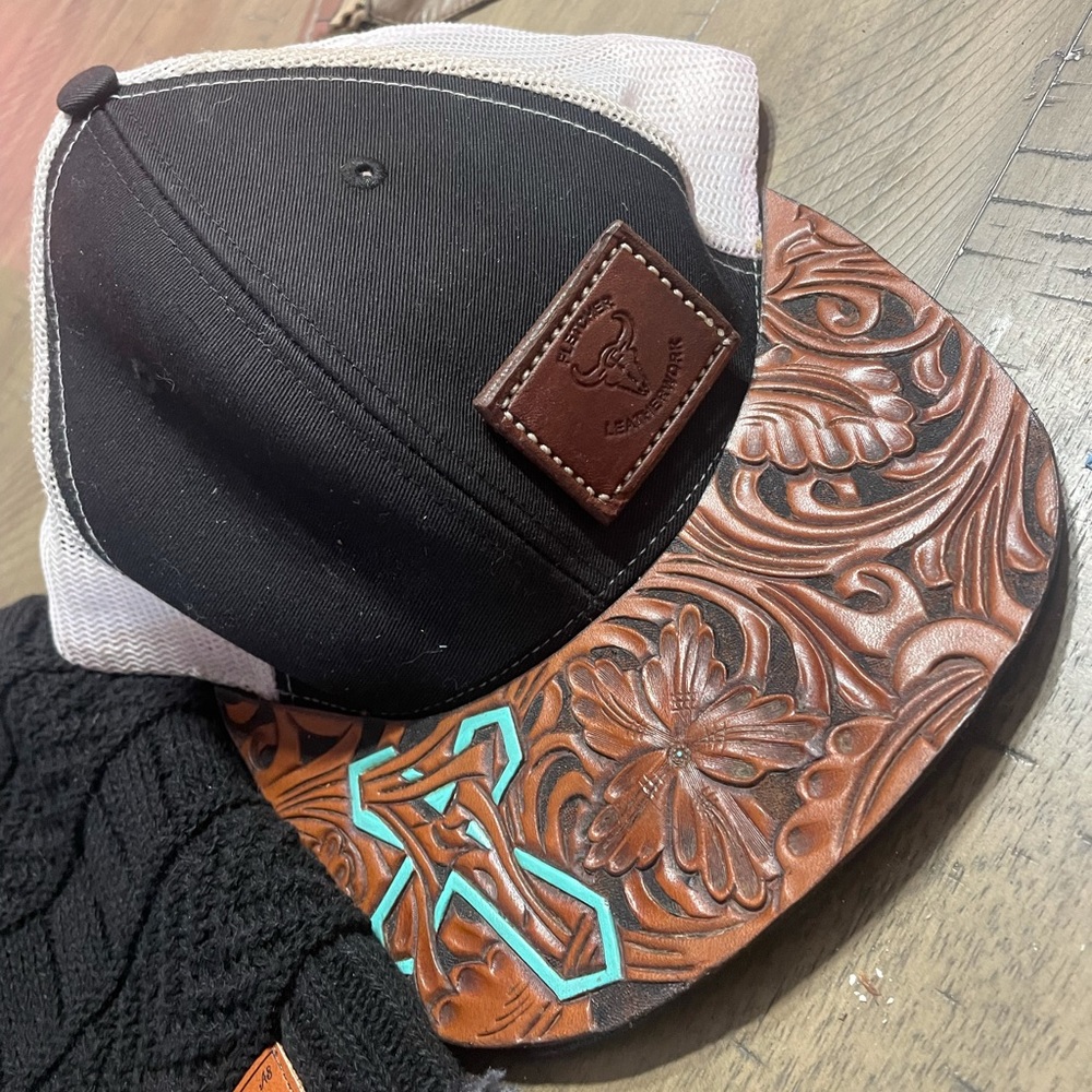 Tooled leather hat